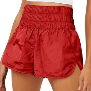 Automet High Waisted Red Athletic Shorts S Elastic Waist Running Gym Sporty